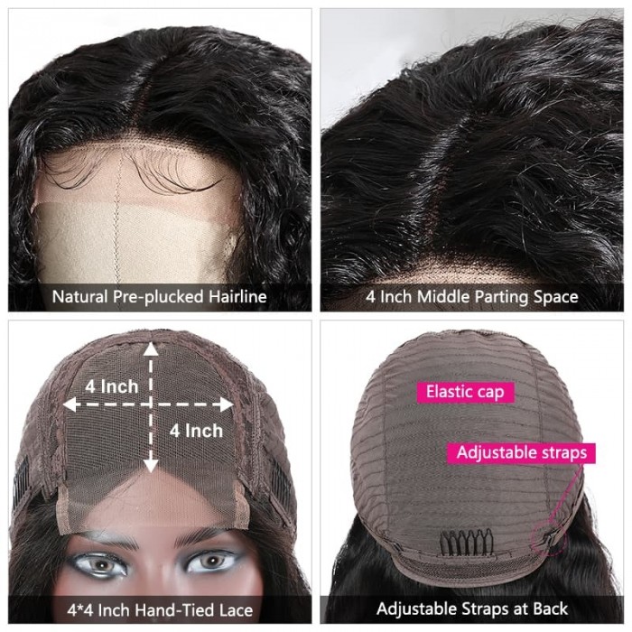 Incolorwig Jerry Curly 4x4 Lace Closure Wigs Human Virgin Hair Pre Plucked Natural Hairline 150% Density