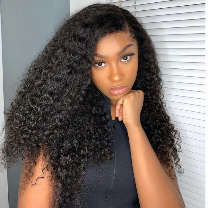 Incolorwig Jerry Curly V Part Wigs 150% Density Human Hair Wig Free Part Glueless No Leave Out No Glue