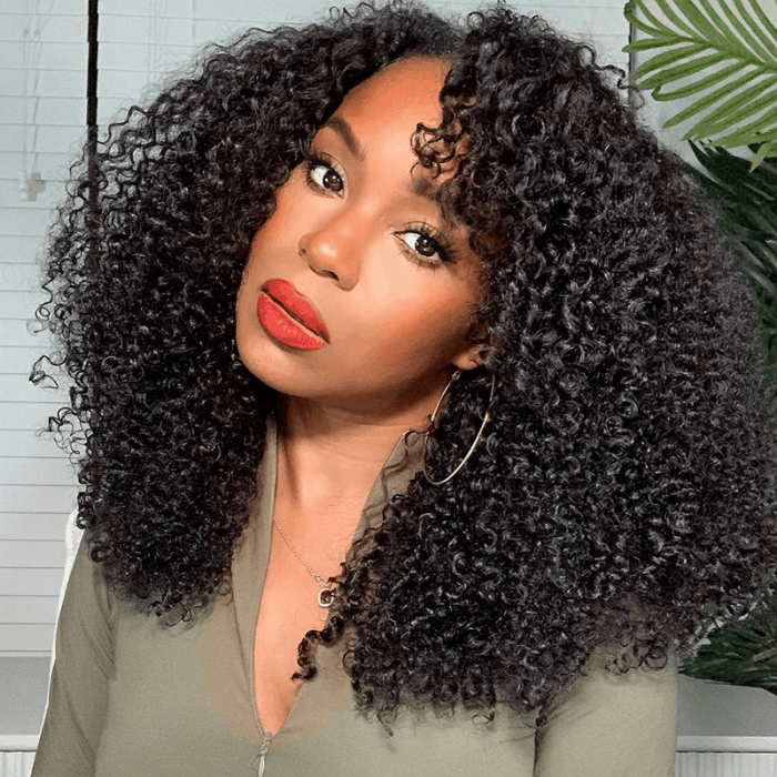 Incolorwig Kinky Curly V Part Human Hair Wigs Beginner Friendly Upgrade U Part Human Hair Wigs