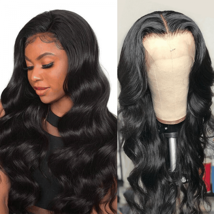 Incolorwig Natural Color Body Wave Human Hair Wigs 150% Density Lace Part Wigs Pre-plucked 13*4 Lace Front Wigs For Sale