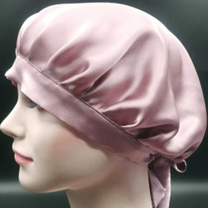 Incolorwig Soft Night Cap Sleeping Hat For Making Wigs Nightcap Adjustable Satin Pink Night Cap