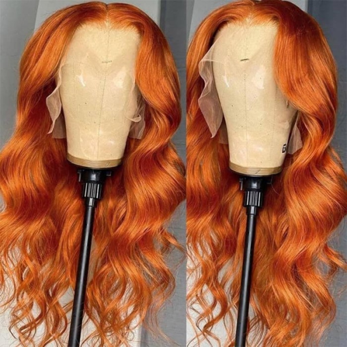 Incolorwig Orange Ginger Color 13*4 Lace Front Wigs Body Wave 150% Density Pre Plucked Human Hair Wig
