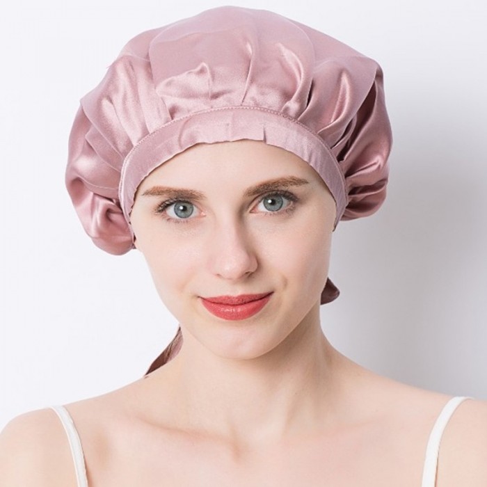 Incolorwig Soft Night Cap Sleeping Hat For Making Wigs Nightcap Adjustable Satin Pink Night Cap