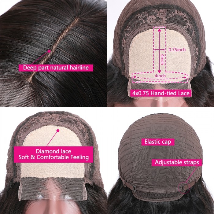 Incolorwig #T1B/4 Color Wigs 150% Density BOB Natural Wave Wigs Hairline Lace Part Wig