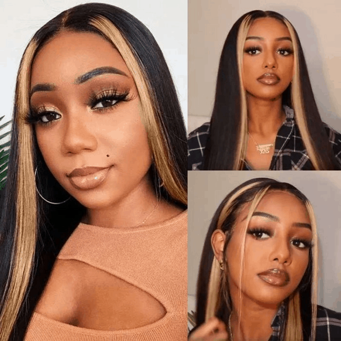 Incolorwig 150% Density Straight Human Hair Wig TL27 Pre Plucked Lace Part Wig Highlight 13x4 Lace Frontal Long Wigs