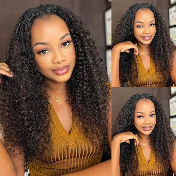 Incolorwig Glueless Kinky Curly V Part Wigs Real Scalp Human Hair Wig No Leave Out U Part Wig