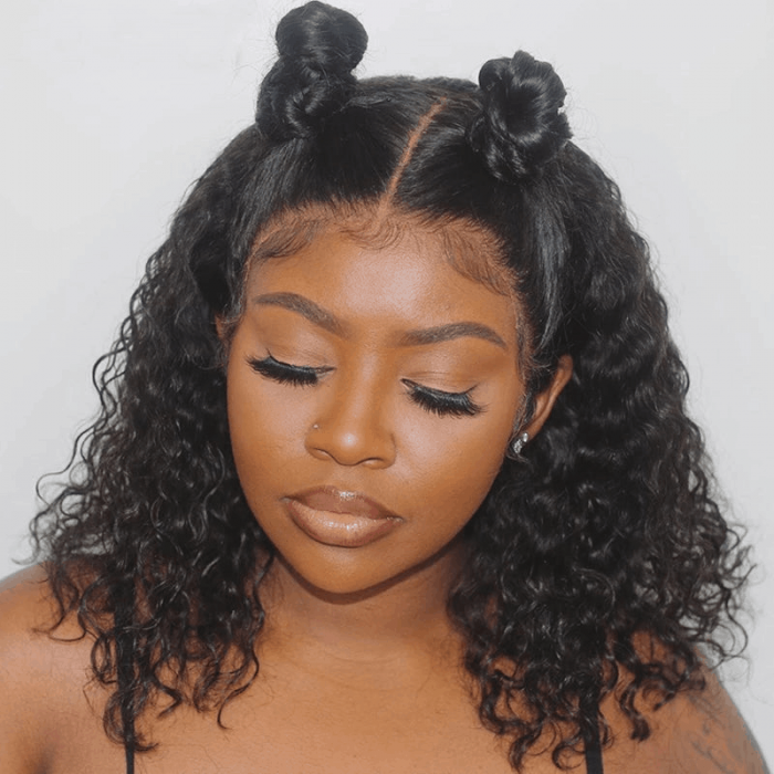 Incolorwig Natural Hairline Deep Wave 13x5 T Part Bob Wig Deep Curly Virgin Human Hair Glueless Lace Wig