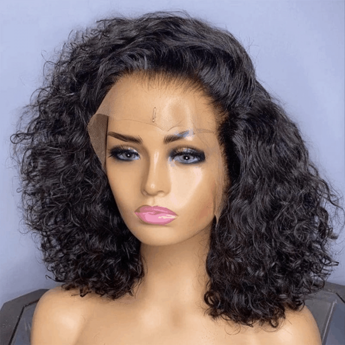 Incolorwig Natural Hairline Deep Wave 13x5 T Part Bob Wig Deep Curly Virgin Human Hair Glueless Lace Wig