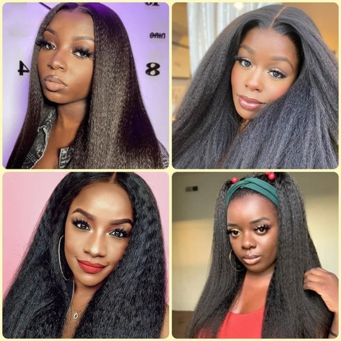 Incolorwig Kinky Straight U Part Wigs Natural Color Human Hair Wig Glueless Remy Yaki Straight Wig