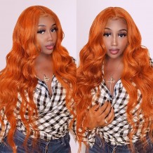 Incolorwig Ginger Orange Wigs 150% Density Fall Color Lace Part Wig Body Wave 13*4 Lace Front Wigs