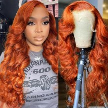 Incolorwig Ginger Orange Body Wave 13*4 Lace Front Wig Fall Color Human Hair Wigs