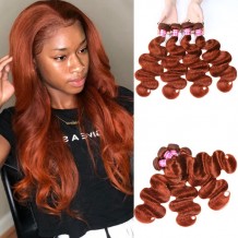 Incolorwig 100% Peruvian Human Hair Pre-colored #350 Color Ginger Weave Body Wave 4 Bundles Weave