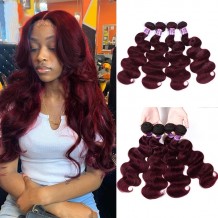 Incolorwig Virgin Brazillian 4 Bundles Human Hair Weave #99J Color Body Wave Hair