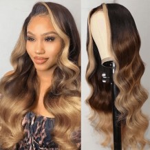 Incolorwig Face Framing Highlights Wigs Honey Blonde Loose Wave Wig Ombre T Part Wigs