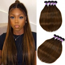 Incolorwig 4 Bundles Peruvian Human Hair Novel Color # FB30 Straight Hair Weave