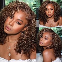 Incolorwig Honey Blonde Wig #TL412 Highlight Jerry Curly 13*4 Lace Front Wig With Baby Hair 150% Density