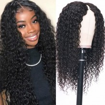 Incolorwig Jerry Curly V Part Wigs 150% Density Human Hair Wig Free Part Glueless No Leave Out No Glue