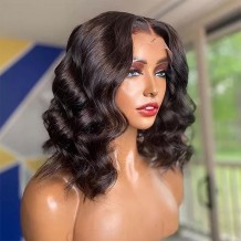 Incolorwig Natural Black Short Cut Bob Wig Fashion 13*4 Lace Front Wig 180% Density Black Wig