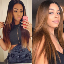 Incolorwig Virgin Peruvian Human Hair 4 Bundles Hair With 4*4 Free Part Lace Closure #T1B427 Ombre Color Straight Hair