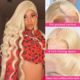 Incolorwig 150% Density 613 Wig Body Wave Human Hair Wig 13X6 Transparent Blonde Lace Front Wig