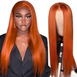 Incolorwig Updated Fall Color Wigs Straight Human Hairline Middle Lace Part Wig 150% Density