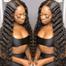 Incolorwig Natural Black Deep Wave 13*4 Lace Front Human Hair Wig Pre Plucked With Baby Hair