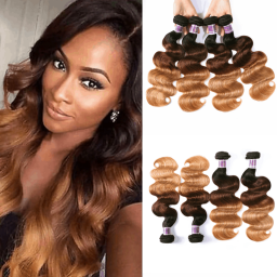 Incolorwig 100% Peruvian Human Hair 4 Bundles Deals #T1B427 Ombre Color Body Wave Human Hair Weave