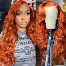 Incolorwig Ginger Orange Body Wave 13*4 Lace Front Wig Fall Color Human Hair Wigs