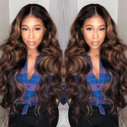 Incolorwig Body Wave Chocolate Brown V Part Wigs 150% Density Ombre Wigs Protective Style Wigs