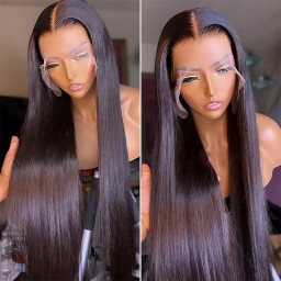 Incolorwig 5*5 HD Lace Wig Pre Plucked Straight Hair Lace Closure Wigs Human Hair 180% Density