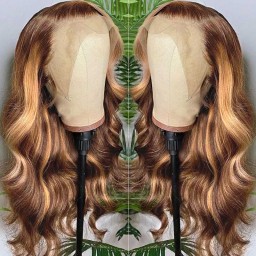 Incolorwig Honey Blond Highlight Wigs Body Wave 13*4 Lace Frontal Wig Pre-plucked Natural Hairline