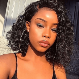 Incolorwig Glueless Water Wave Bob Wigs Beginner Friendly Natural Black Human Hair V Part Wigs