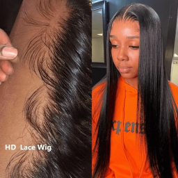 Incolorwig Straight Human Hair 13 by 6 Inch HD Lace Wig 180% Density Transparent Lace Wig