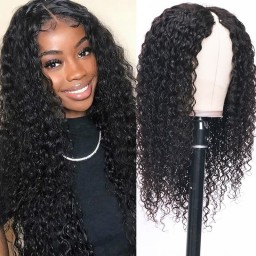 Incolorwig Jerry Curly V Part Wigs 150% Density Human Hair Wig Free Part Glueless No Leave Out No Glue