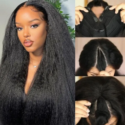 Incolorwig Beginner Friendly Kinky Straight V Part Human Hair Wig Undetectable Leave Out 150% Density