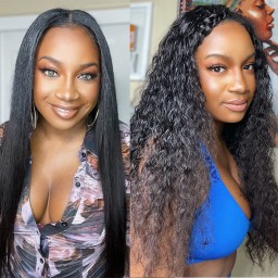 Incolorwig Magic Jerry Curly V Part Wigs Glueless Human Hair Wigs No Sew In NO Leave Out
