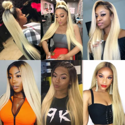 Incolorwig Malaysian Human Hair T1B613 Ombre Straight Peruvian 3 Bundles Deals With 13*4 Free Part Lace Frontal