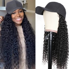 Incolorwig Human Hair Wigs Ponytail Jerry Curly Wig Natural Black Color Wig 150% Density