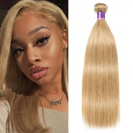 Incolorwig Guaranteed 100% Human Hair Weave #27 Honey Blonde Straight Hair Bundles 1 Bundle Deals