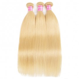 Incolorwig Brazilian Human Hair #613 Blonde Straight Hair 3 Bundles With 4*4 Lace Closure