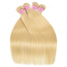 Incolorwig Superior Brazilian Hair Super Thick 4 Bundles #613 Blonde Straight With 4*4 Free Part Lace Closure