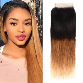 Incolorwig High Quality #T1B427 Straight Human Hair 4*4 Free Part Lace Closure