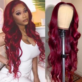 Incolorwig Burgundy Wigs 150% Density Body Wave Hair Wig Hairline Lace Part Wig