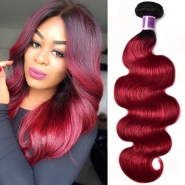 Incolorwig Remy Human Hair Weave #TB Burgundy Body Wave Hair Bundles 1 Bundle Deals