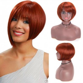 Incolorwig Silky Straight Short Bob Wigs 150% Density Human Hair Wigs #33 Pure Color Machine Made Bob Wigs
