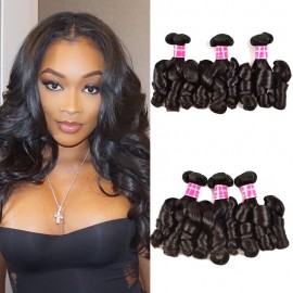 Incolorwig Funmi Curl Hair Bundles 3PCS Human Hair Weave Natural Color Hair