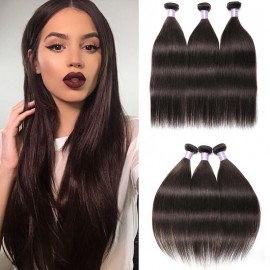 Incolorwig Brazilian Straight Human Hair Bundles 3 Bundle Deal Thick Hair 2# Straight Hair