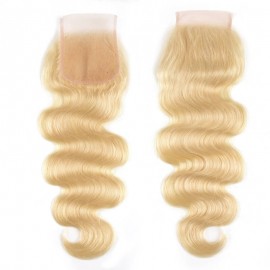 Incolorwig #613 Blonde Color 4*4 Body Wave Human Hair Free Part Lace Closure