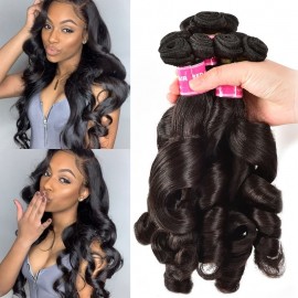 Incolorwig Funmi Curl Hair Bundles 3PCS Human Hair Weave Natural Color Hair