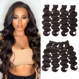 Incolorwig New In #4 Color Body Wave 4 Bundles Deals 100% Soft Human Hair Weave 8-26 Inch